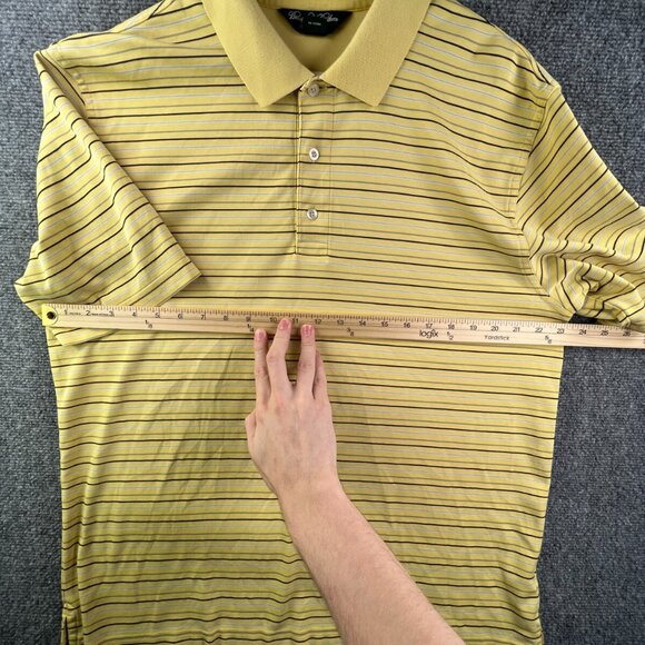 Brooks Brothers Country Club Prosport Men’s Yellow Striped Short Sleeve Polo L - Picture 5 of 11